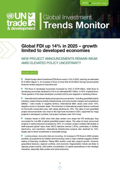 Cover for Global Investment Trends Monitor, No. 50